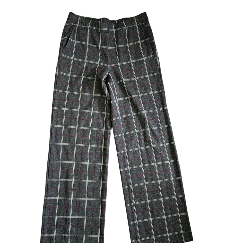 J.JILL Ponte Full Leg Cropped Pull On Plaid Window‎ Pane Pants Size Small
